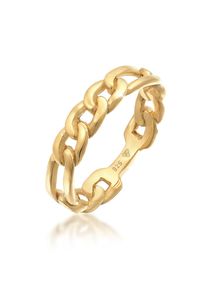 Elli Damen Fingerring "Bandring Figaro Panzer Glieder Chunky 925 Silber", 54mm, ohne Stein, Silber 925 (Sterlingsilber), 4mm, gold, Silber 925