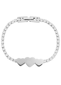 Adelia´s ADELIA ́S Damen Edelstahlarmband "Damen Armband Herz aus Edelstahl mit Strasssteine 17 cm", 17, silber, Armbänder