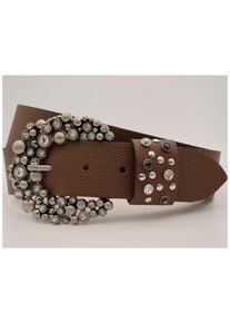 AnnaMatoni Damen Ledergürtel, braun, casual, Gr. 110, Rindsleder, Gürtel, mit hochwertigen Strasssteinen an der Schließe