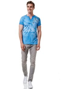 Rusty Neal Herren T-Shirt, blau, Gr. XXL, Batikmuster, bedruckt, 100% Baumwolle, Shirts, mit großem Print auf der Rückseite