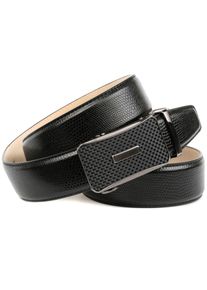 Anthoni Crown Damen Ledergürtel, schwarz, Gr. 100, unifarben, Leder, Gürtel, in Waran-Prägung mit Schließe in Karbon-Design