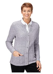 Classic Basics Damen Strickjacke, grau, Gr. 38, meliert, 73% Polyacryl, 20% Polyamid, 7% Polyester, Strickjacken