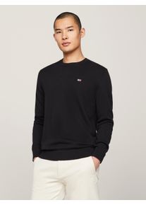 Tommy Jeans Herren Rundhalspullover "TJM SLIM ESSENTIAL LIGHT SWEATER", schwarz, casual, Gr. XXL, Strick, Obermaterial: 100% Baumwolle, Pullover, mit