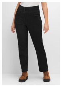 sheego Damen Stretch-Hose "Große Größen", schwarz, casual, Gr. 48, unifarben, Obermaterial: 72% Baumwolle, 25% Viskose, 3% Elasthan, Hosen, mit