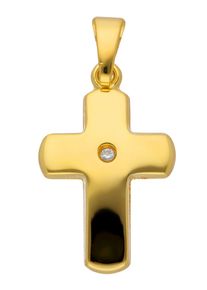 Adelia´s ADELIA ́S Damen Ketten-Anhänger "585 Gold Kreuz Anhänger", 0,008 ct VVS = sehr sehr kleine Einschlüsse mit Diamant, Gold, gold, Gold, Schmuckanhänger,