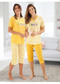 Comtessa Damen Schlafanzug, Gr. 36, gelb, 100% Baumwolle, Homewear-Sets