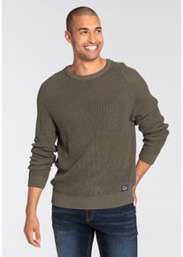 Bruno Banani Herren Rundhalspullover, grün, casual, Gr. S, Strick, Obermaterial: 50% Baumwolle, 50% Polyacryl, Pullover, mit besonderer Struktur