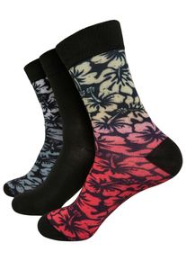 Urban Classics Herren Strümpfe "Urban Classics Unisex Flower Socks 3-Pack", Gr. 35, bunt, Polyester, Elasthan, Socken