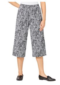 Classic Basics Damen Culotte, schwarz-weiß, Gr. 40, bedruckt, gemustert, unifarben, 70% Polyester, 30% Viskose, Hosen