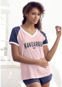 Kangaroos Damen Shorty, Gr. 36, bunt, Single Jersey, Obermaterial: 100% Baumwolle, bedruckt, casual, Homewear-Sets, mit kontrastfarbenen Raglanärmeln