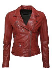 JCC Damen Bikerjacke "8007", rot, Gr. XL, Oberstoff: 100% Lammnappa-Leder / Futter. 100% Baumwolle / Ärmelfutter: 100% Polyester, Jacken
