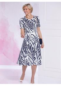 CLASSIC Damen Jerseykleid "Jersey-Kleid", blau, Gr. 38, gemustert, mehrfarbig, Jersey, Single Jersey, 95% Viskose, 5% Elasthan, Kleider