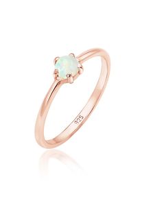 Elli Damen Fingerring "Silberring mit synth. Opal rund 925er Silber", 54mm,mit Steinen, Silber 925 (Sterlingsilber), 1mm, rosa, Silber 925