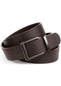 Anthoni Crown Damen Ledergürtel, braun, Gr. 90, unifarben, Leder, Gürtel, 3,5 cm breiter Casual-Vollledergürtel