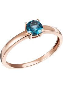 Firetti Damen Fingerring "Schmuck Geschenk Gold 375 Gold 585 Goldring Solitär", 58, Roségold 375, 1,55mm, blau, Rosu00e9gold 375, Fingerringe, mit