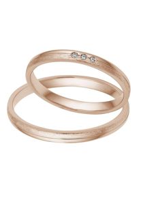 Firetti Trauring "Schmuck Geschenk Gold 375 Hochzeit Ehering "LIEBE"", 52, 0,015 ct SI = kleine Einschlüsse mit Brillanten, Roségold 585, 2,5mm,