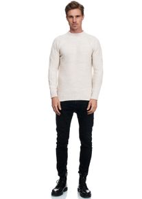 Rusty Neal Herren Strickpullover, beige, Gr. L, unifarben, 75% Polyacryl, 25% Baumwolle, Pullover, mit elegantem Stehkragen