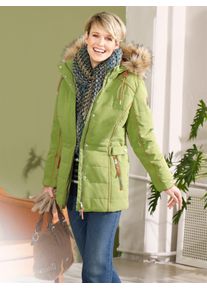 Casual Looks Damen Steppjacke, grün, Gr. 48, unifarben, 50% Polyester, 37% Baumwolle, 13% Polyamid, Kunstpelz:80% Polyacryl, 20% Polyester, Jacken
