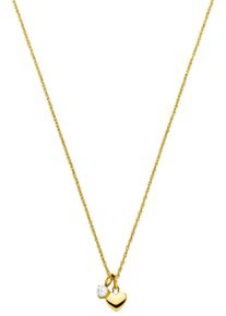 PURELEI Damen Kette mit Anhänger "Schmuck Geschenk Anhänger Herz und Solitär, 2149-Necklace-Brave", Edelstahl, L: 55cm, gold, Edelstahl, Halsketten,