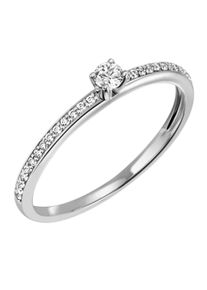 Firetti Damen Solitärring "Schmuck Geschenk Gold 585 Damenring Verlobungsring Goldring", 50, 0,18 ct SI = kleine Einschlüsse, Weißgold 585-Diamanten,