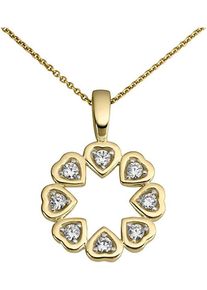 Firetti Damen Ketten-Anhänger "Schmuck Geschenk Gold 333 Halsschmuck Anhänger Kreis rund Herz", Gelbgold 333, 1,3 g, gelb, Gelbgold 333,