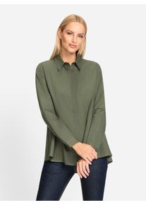 Heine Damen Longbluse, grün, Gr. 40, unifarben, 50% Baumwolle, 50% Polyester, Blusen