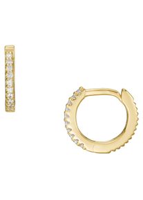 Fossil Damen Paar Creolen "STERLING, JFS00630710", Silber 925 (Sterlingsilber), gold, Silber 925 (Sterlingsilber), Ohrringe, mit Zirkonia (synth.)
