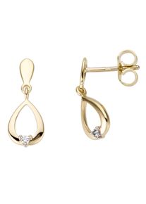 Firetti Damen Paar Ohrstecker "Schmuck Geschenk Gold 333 Ohrschmuck Tropfenform", 0,03 ct P2 = erkennbare Einschlüsse, Gelbgold 333-Diamanten, weiß,