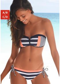 Kangaroos Damen Bandeau-Bikini-Top "Anita", blau, Gr. 34, gestreift, kontrastfarbene Details, Microfaser, Polyamid, Bikini-Oberteile, mit