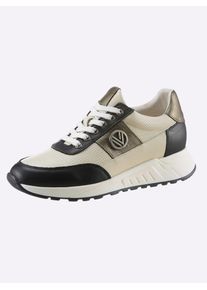 Heine Damen Sneaker, Gr. 39, schwarz-weiß, Leder, Glattleder, sportlich, Schuhe
