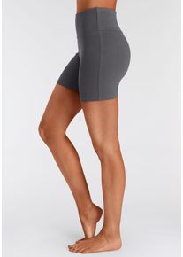 Lascana Damen Shorts, Gr. 36, grau, Single Jersey, Obermaterial: 95% Baumwolle, 5% Elasthan, unifarben, Basic, Hosen, mit breitem Bündchen und