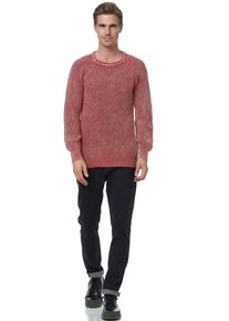 Rusty Neal Herren Strickpullover, rot, casual, Gr. XL, Batikmuster, unifarben, 50% Polyacryl, 50% Baumwolle, Pullover, im dezenten Batik-Design