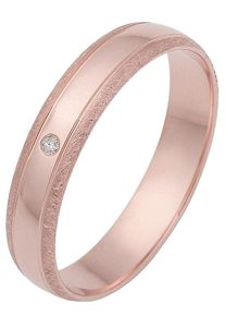 Firetti Trauring "Schmuck Geschenk Gold 375 Hochzeit Ehering Trauring "LIEBE"", 22, 0,01 ct SI = kleine Einschlüsse mit Brillant, Roségold 375, 4mm,