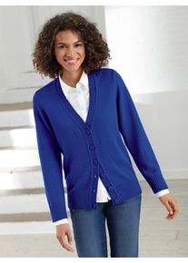 Casual Looks Damen Strickjacke, blau, Gr. 40, unifarben, 50% Baumwolle, 50% Polyacryl, Strickjacken