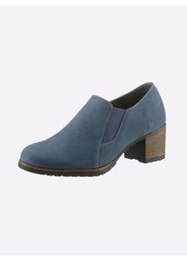 Heine Damen Hochfrontpumps, Gr. 35, blau, Leder, Rindsleder, Veloursleder, modisch, Schuhe