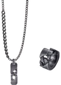 Firetti Damen Schmuckset "Mulitpack Schmuck Geschenk Edelstahl Kette mit Anhänger Single-Creole", schwarz, Edelstahl, Schmuck-Sets