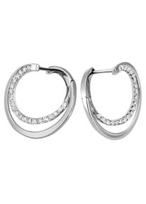 Firetti Damen Paar Creolen "Schmuck Geschenk Silber 925 Ohrschmuck geschwungen glitzernd", Silber 925 (Sterlingsilber), silber, Silber 925