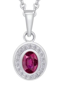 ONE ELEMENT Damen Ketten-Anhänger "0,04 ct Diamant Brillant Rubin Anhänger aus 585 Weißgold", 0.04 ct mit Diamant, Weißgold 585-Gold, silber,
