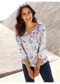 Inspirationen Damen Schlupfbluse, bunt, Gr. 40, geblümt, gemustert, mehrfarbig, 100% Viskose, Spitze:100% Polyester, Blusen