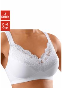 Petite Fleur Damen Soft-BH, Gr. 110, schwarz-weiß, Jersey, Spitze, Obermaterial: 60% Polyamid, 29% Baumwolle, 11% Elasthan, klassisch, BHs, ohne