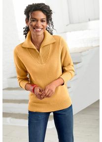 Casual Looks Damen Troyer "Pullover", gelb, Gr. 40, meliert, unifarben, 50% Baumwolle, 50% Polyacryl, Pullover