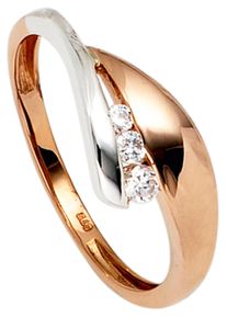 Jobo Damen Goldring, 56, Roségold 375-Weißgold 375, rosa, Rosu00e9gold 375, Weißgold 375, Fingerringe, 375 Gold bicolor mit Zirkonia