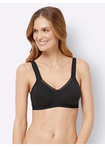 wäschepur WÄSCHEPUR Damen Bügelloser BH, Gr. 100, schwarz, 95% Baumwolle, 5% Elasthan, BHs