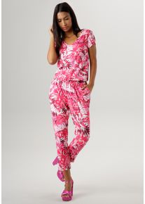 Damen Jumpsuit, bunt, modisch, Gr. 36, Aniston SELECTED, bedruckt, Single Jersey, Obermaterial: 95% Viskose, 5% Elasthan, Overalls, mit Gummibund auf