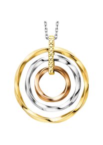JULIE JULSEN Damen Kette mit Anhänger "925/- Sterling Silber rhodiniert/vergoldet tricolor 3 Kreise", 45cm, Silber 925 (Sterlingsilber), L: 45cm,