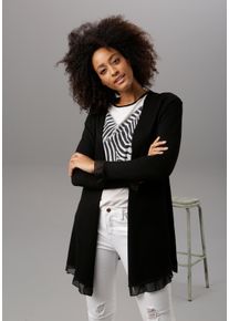 Damen Cardigan, schwarz, casual, Gr. 38, Aniston SELECTED, unifarben, Feinstrick, Web, Chiffon, Obermaterial: 70% Viskose, 30% Polyamid,