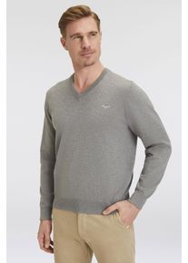 Gant Herren V-Ausschnitt-Pullover "Classic Cotton V-Neck", grau, Basic, Gr. 5XL, meliert, Strick, Jersey, Obermaterial: 100% Baumwolle, Pullover,