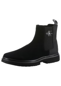 Herren Chelseaboots "EVA MID CHELSEA BOOT SUEDE", Calvin Klein Jeans, Gr. 40, schwarz, Veloursleder, Textil, Elastischer Einsatz, klassisch, Schuhe
