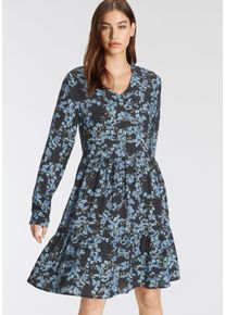 Tamaris Damen Blusenkleid, schwarz, feminin, Gr. 38, Web, Obermaterial: 100% Viskose, Kleider, mit Volants