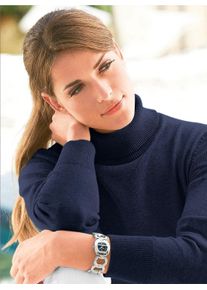 Casual Looks Damen Rollkragenpullover "Pullover", blau, Gr. 36, unifarben, 100% Baumwolle, Pullover